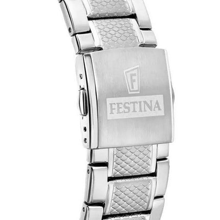 Festina tidløs kronograf rustfrit stål sort skive kvarts F20668-6 100M herreur