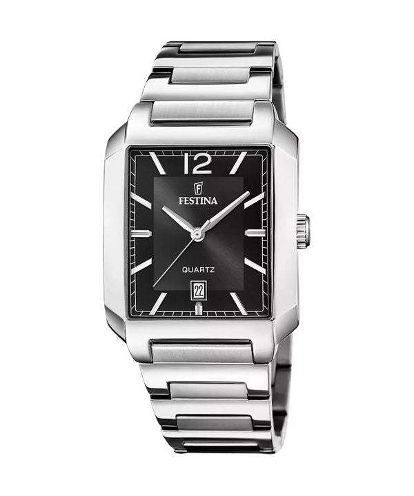 Festina On The Square Rustfrit Stål Black Dial Quartz F20677-4 Herreur