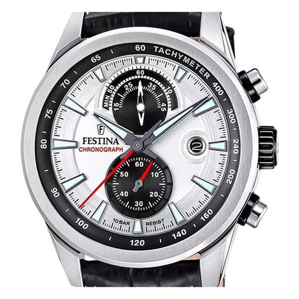 Festina Timeless Chronograph Læderrem Silver Dial Quartz F20695-1 100M herreur