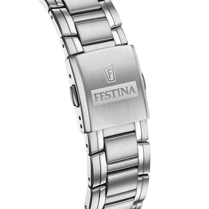 Festina tidløs kronograf rustfrit stål sort skive kvarts F20704-3 100M herreur