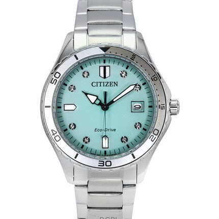 Citizen Marine Eco-Drive Crystal Accents Rustfrit stål Grøn skive FE6170-88L 100M dameur