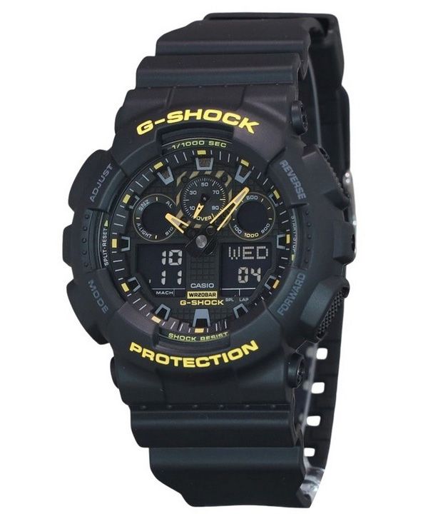 Casio G-Shock Advarsel Gul analog digital harpiksrem Sort skive GA-100CY-1A 200M herreur