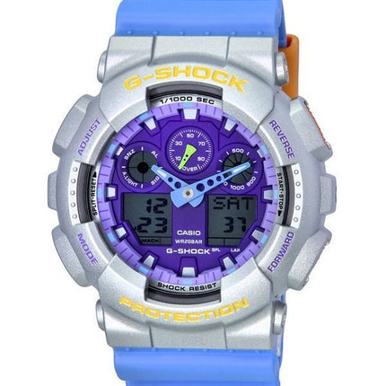 Casio G-Shock Euphoria Analog Digital Blå Resin Rem Lilla Urskive Quartz GA-100EU-8A2 200M herreur