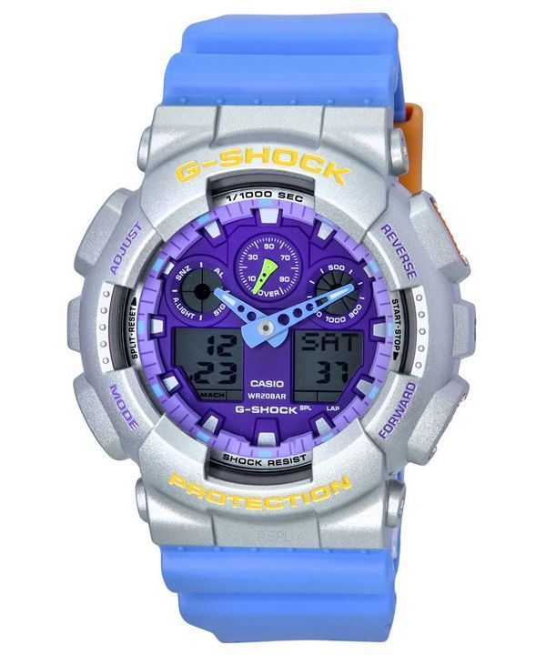 Casio G-Shock Euphoria Analog Digital Blå Resin Rem Lilla Urskive Quartz GA-100EU-8A2 200M herreur