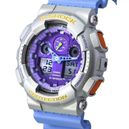 Casio G-Shock Euphoria Analog Digital Blå Resin Rem Lilla Urskive Quartz GA-100EU-8A2 200M herreur