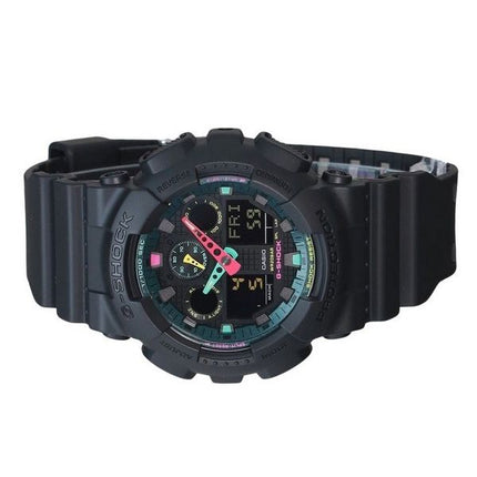 Casio G-Shock Analog Digital Multi Fluorescent Accents Series Resin Rem Black Dial Quartz GA-100MF-1A 200M herreur