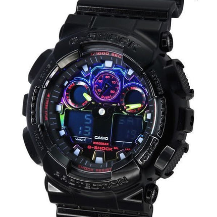 Casio G-Shock Virtual Rainbow Analog Digital Quartz GA-100RGB-1A GA100RGB-1 200M herreur