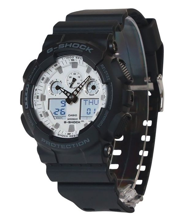 Casio G-Shock Analog Digital Resin Rem White Dial Quartz GA-100WD-1A 200M herreur