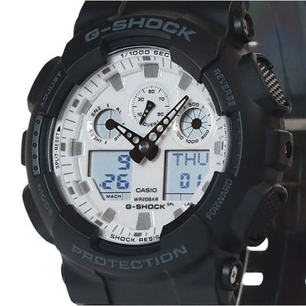 Casio G-Shock Analog Digital Resin Rem White Dial Quartz GA-100WD-1A 200M herreur