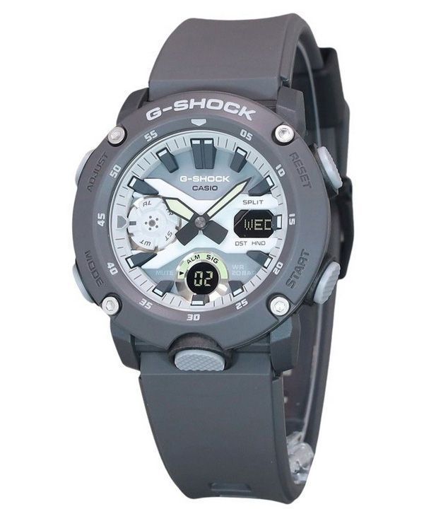 Casio G-Shock Hidden Glow Series Analog Digital Resin Rem Grå Urskive Quartz GA-2000HD-8A 200M herreur