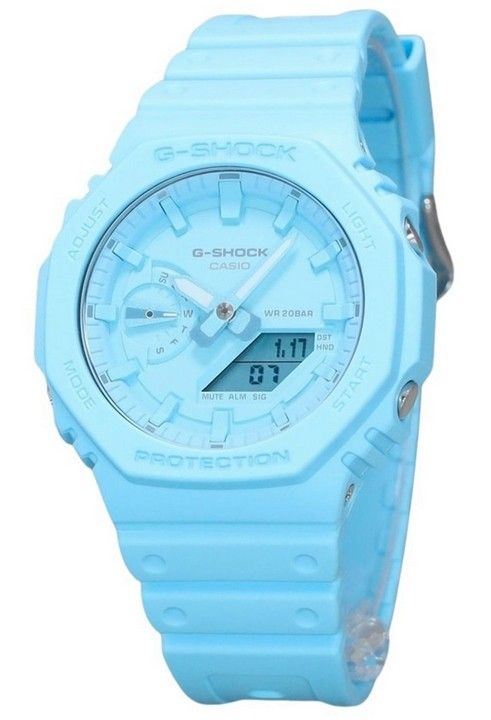 Casio G-Shock analog digital biobaseret harpiksrem Blue Dial Quartz GA-2100-2A2 200M herreur