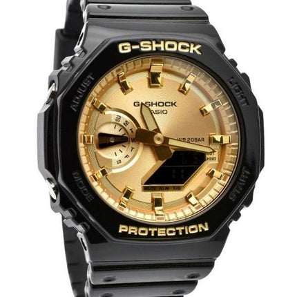 Casio G-Shock analog digital sort og guldfarvet resinrem Quartz GA-2100GB-1A 200M herreur