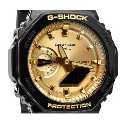 Casio G-Shock analog digital sort og guldfarvet resinrem Quartz GA-2100GB-1A 200M herreur