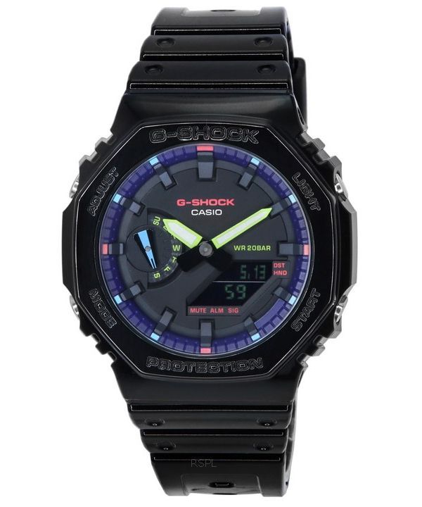 Casio G-Shock Virtual Rainbow Analog Digital Quartz GA-2100RGB-1A GA2100RGB-1 200M herreur