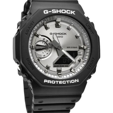 Casio G-Shock analog digital sort og sølvfarvet harpiksrem Quartz GA-2100SB-1A 200M herreur