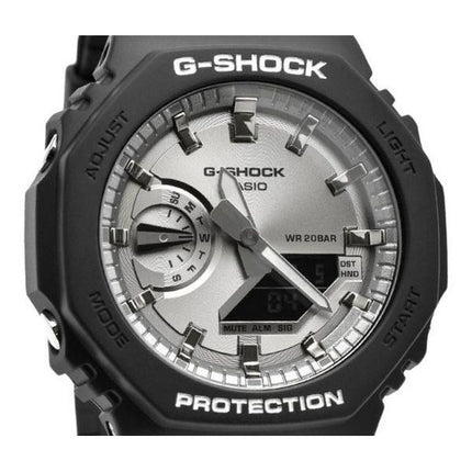 Casio G-Shock analog digital sort og sølvfarvet harpiksrem Quartz GA-2100SB-1A 200M herreur