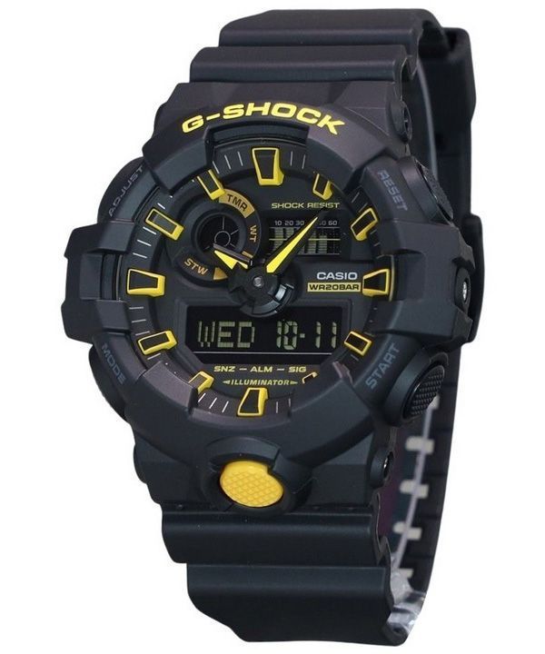 Casio G-Shock Advarsel Gul Analog Digital Resin-rem Sort Urskive Quartz GA-700CY-1A 200M herreur