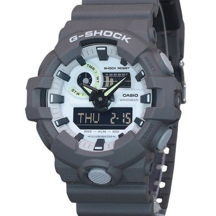 Casio G-Shock Hidden Glow Series Analog Digital Resin Rem Grå Urskive Quartz GA-700HD-8A 200M herreur