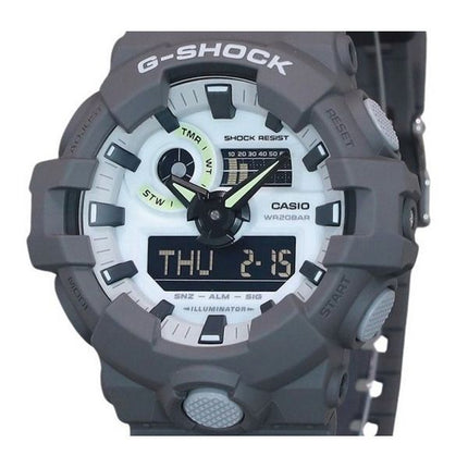 Casio G-Shock Hidden Glow Series Analog Digital Resin Rem Grå Urskive Quartz GA-700HD-8A 200M herreur