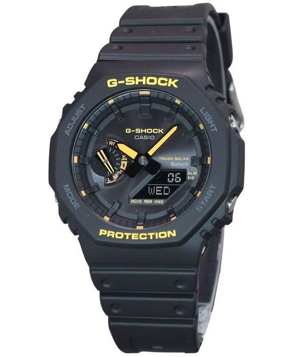 Casio G-Shock Forsigtig Gul Mobil Link Analog Digital Resin Rem Sort Urskive Solar GA-B2100CY-1A 200M herreur