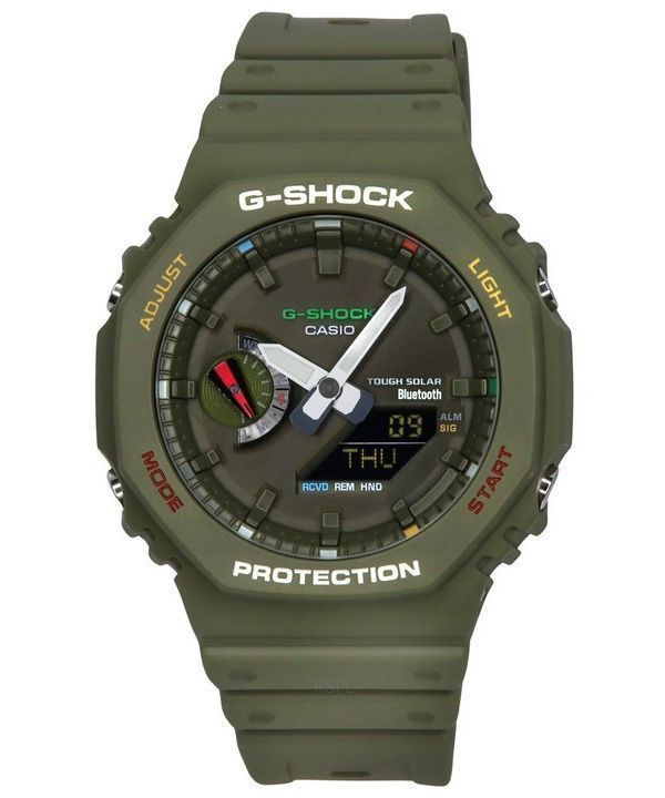 Casio G-Shock Analog Digital Smartphone Link Bluetooth Green Dial Solar GA-B2100FC-3A 200M herreur