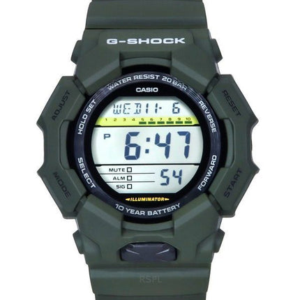 Casio G-Shock digital biobaseret grøn harpiksrem Sort skive Quartz GD-010-3 200M herreur