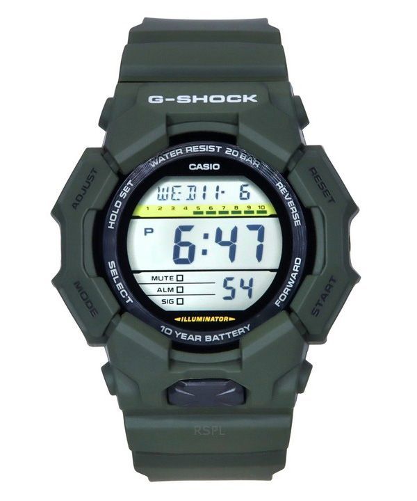 Casio G-Shock digital biobaseret grøn harpiksrem Sort skive Quartz GD-010-3 200M herreur