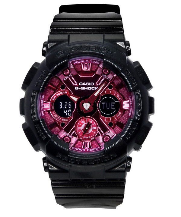 Casio G-Shock Analog Digital Resin Rem Burgundy Dial Quartz GMA-S120RB-1A 200M dameur