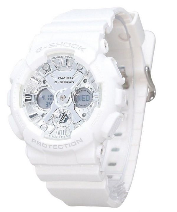 Casio G-Shock Analog Digital Bio Baseret Hvid Resin Rem Sølv Urskive Quartz GMA-S120VA-7A 200M Dameur