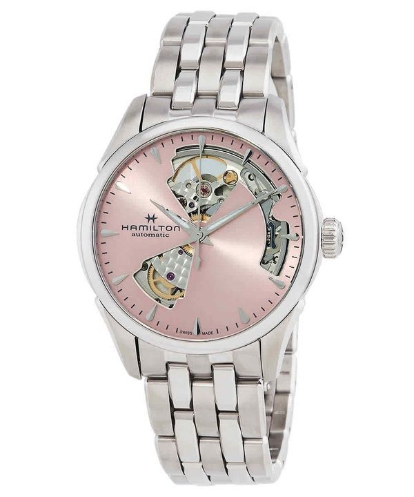 Hamilton Jazzmaster rustfrit stål Pink åben hjerteurskive automatisk H32215170 dameur