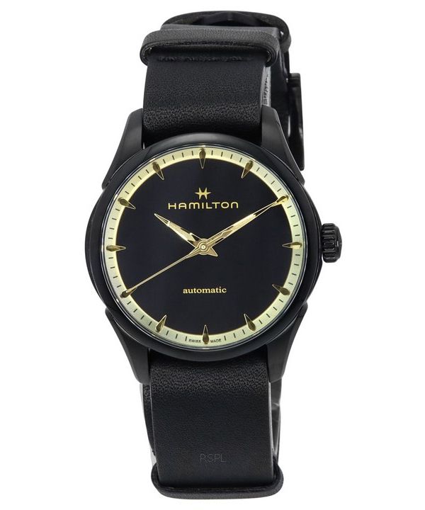 Hamilton Jazzmaster Læderrem Sort Urskive Automatisk H32255730 Unisex Ur