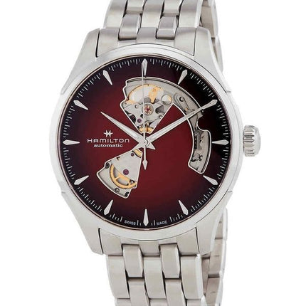 Hamilton Jazzmaster rustfrit stål Burgundy åben hjerteurskive automatisk H32675170 herreur