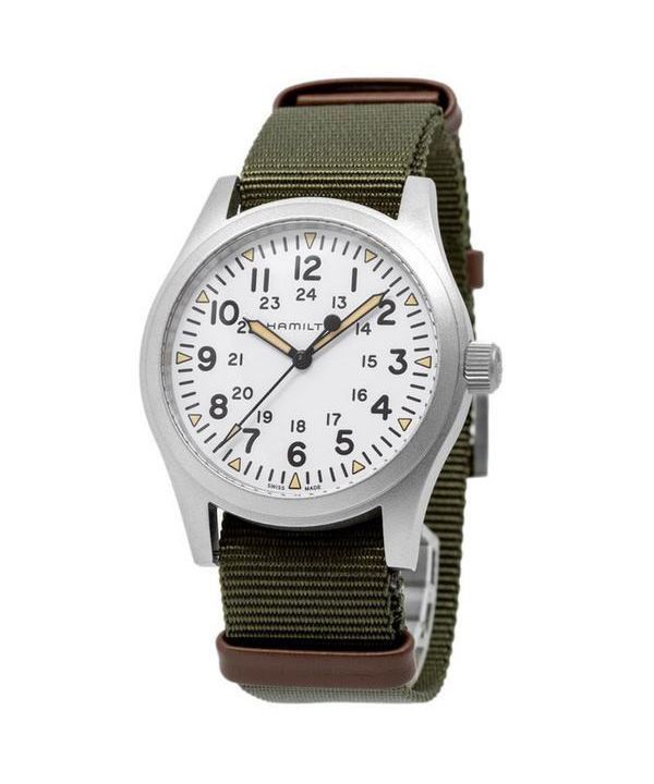 Hamilton Khaki Field Nylonrem Hvid Urskive Mekanisk H69529913 Herreur