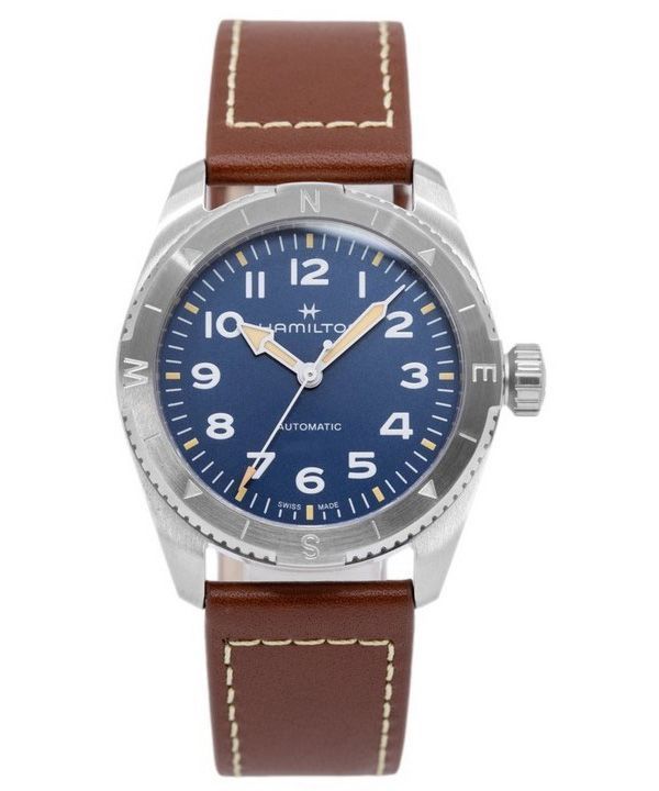 Hamilton Khaki Field Expedition læderrem Blue Dial Automatisk H70225540 100M herreur