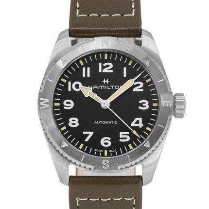 Hamilton Khaki Field Expedition Læderrem Sort Urskive Automatisk H70225830 100M herreur