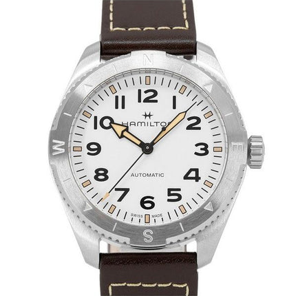 Hamilton Khaki Field Expedition læderrem White Dial Automatisk H70315510 100M herreur