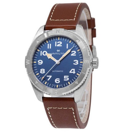 Hamilton Khaki Field Expedition læderrem Blue Dial Automatisk H70315540 100M herreur