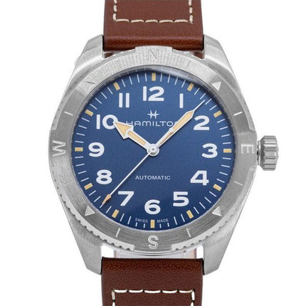 Hamilton Khaki Field Expedition læderrem Blue Dial Automatisk H70315540 100M herreur