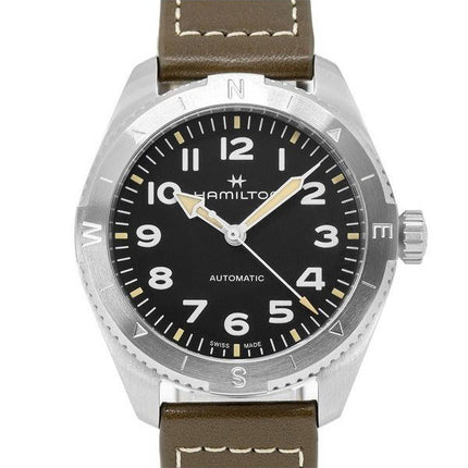 Hamilton Khaki Field Expedition Læderrem Sort Urskive Automatisk H70315830 100M herreur