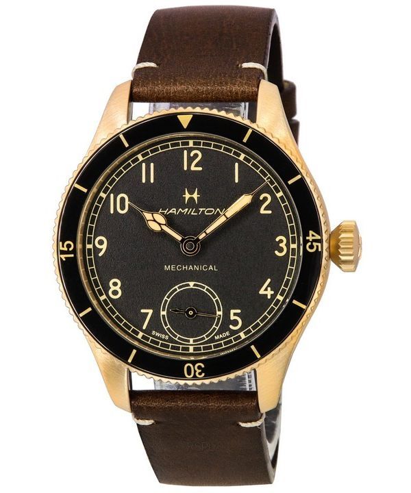 Hamilton Khaki Aviation Pilot Pioneer Bronze Sort skive Mekanisk H76709530 100M herreur