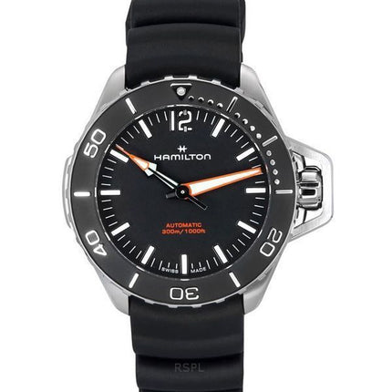 Hamilton Khaki Navy Frogman gummirem med sort skive Automatisk dykker H77455330 300M herreur