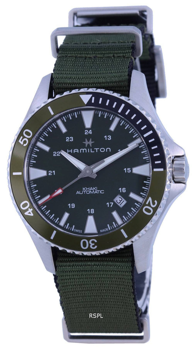 Hamilton Khaki Navy Scuba Green Dial Automatisk H82375961 100M herreur