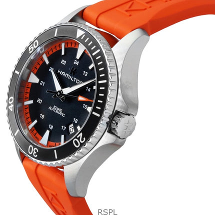 Hamilton Khaki Navy Scuba Orange gummirem Sort Urskive Automatisk H82395331 100M herreur