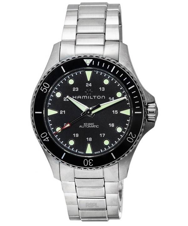 Hamilton Khaki Navy Scuba Black Dial Automatisk dykker H82515130 300M herreur