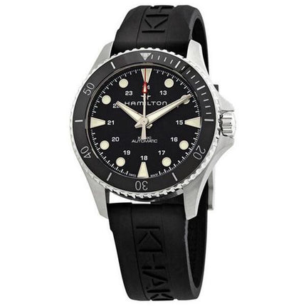 Hamilton Khaki Navy Scuba gummirem sort skive Automatisk dykker H82515330 300M herreur