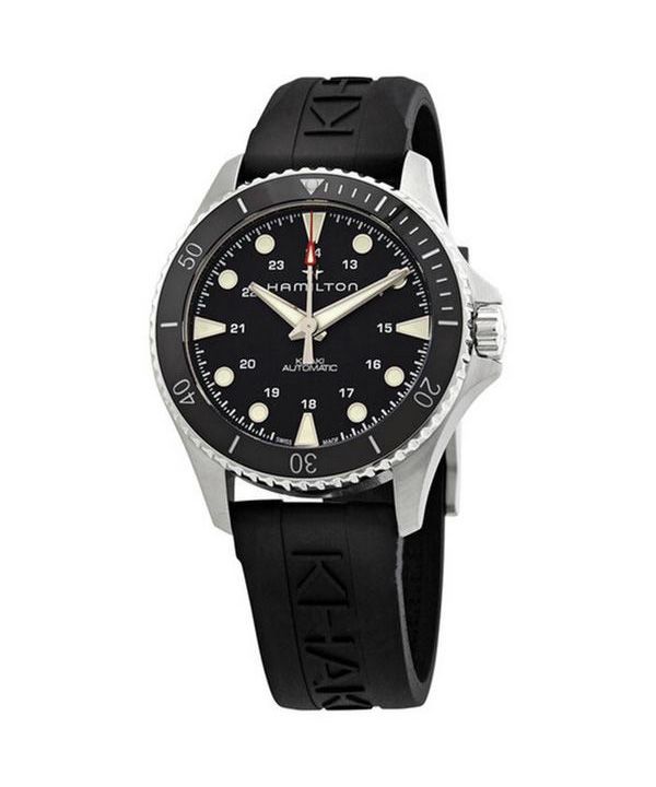 Hamilton Khaki Navy Scuba gummirem sort skive Automatisk dykker H82515330 300M herreur