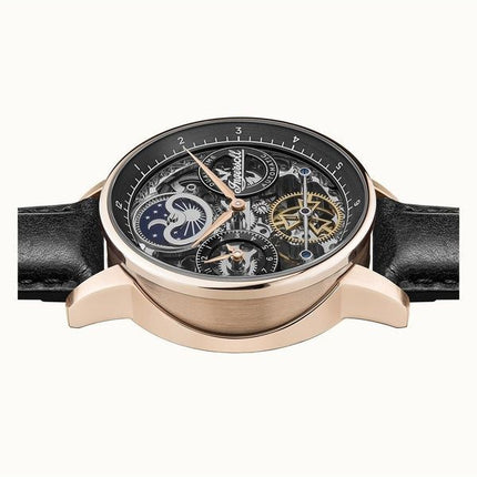 Ingersoll The Jazz Moon Phase læderrem Sort skeleturskive Automatisk I07705 herreur