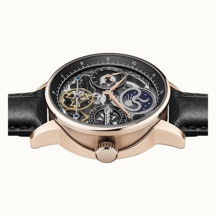 Ingersoll The Jazz Moon Phase læderrem Sort skeleturskive Automatisk I07705 herreur