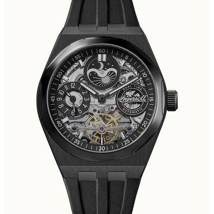 Ingersoll The Broadway Moonphase Dual Time Black Skeleton Dial Automatisk I12908 herreur