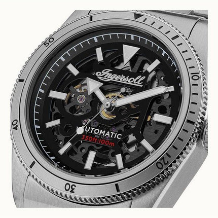 Ingersoll The Scovill Brown Læderrem Sort Skeleton Dial Automatisk I13901 100M herreur